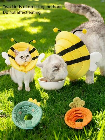Bee Shape Pet Elizabethan Collar Adjustable Anti-Bite Collar Pet Accessories Wound Healing Collar After Surgery Cat Postoperative Collar Cat Pet Cat And Dog Soft Neck Collar Color Random