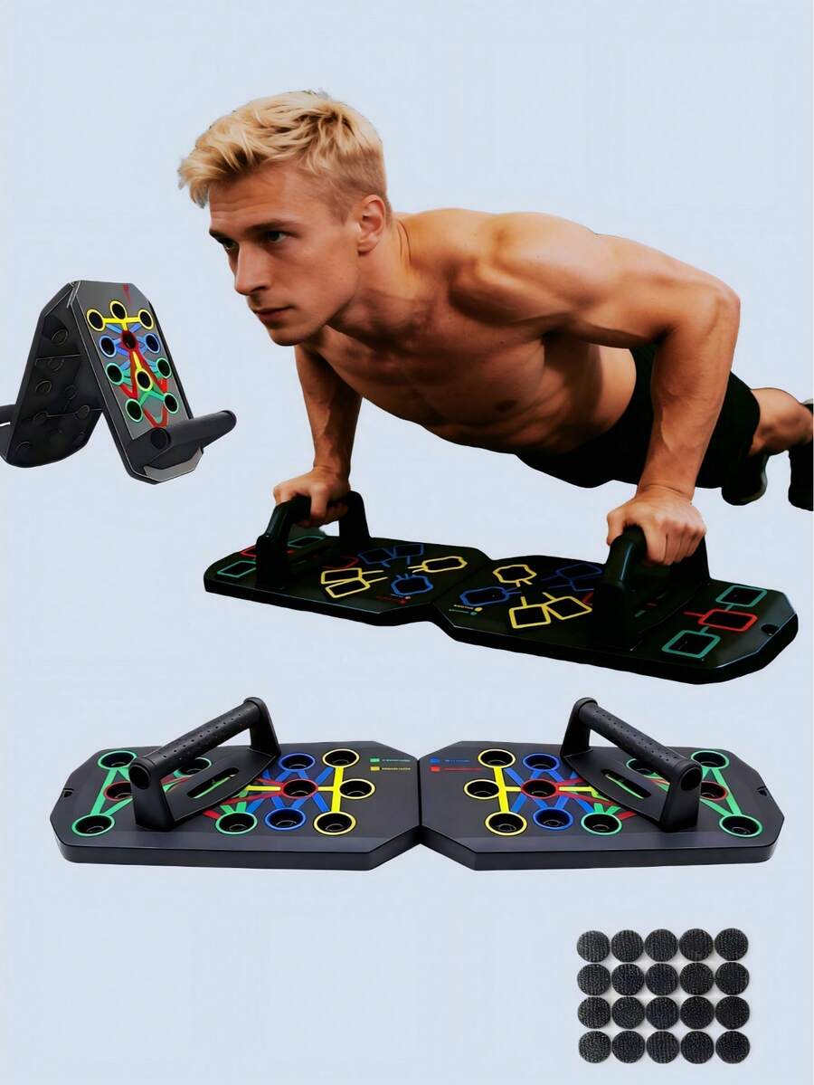 1 Set Multifunctional Pushup Board, Portable Foldable Fitness Equipment With Handles, Suitable For Chest, Abdomen, Arms And Back Exercises, Gym Accessories - Multicolor - View 1