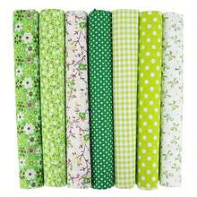 Bộ 7 mảnh vải cotton dùng để tự làm đồ thủ công chắp vá, vải vụn, thích hợp cho việc tự làm đồ chắp vá, may chăn, gối chắp vá, v.v. - màu xanh lá - Xem 7