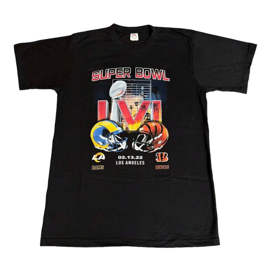 SuperS BowlS T-Shirt Size XL 2022 LA Rams CincinnatiC BengalsC Football NFLS - màu đen - Xem 1