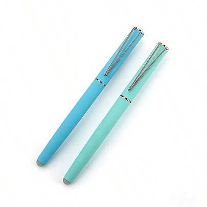 Luxury Light Blue Fountain Pen With Rose Gold Trim - Smooth Writing Metal Ink Pen For Office & Gift