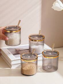 1pc Seasoning Jar, Spice, Salt, MSG Storage Container With 1pc Spoon Included - Multicolor - View 9