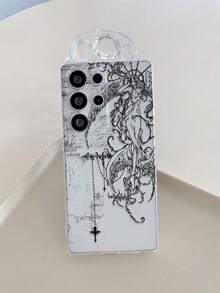 1pc Angel Cross Graffiti Pattern Transparent Soft TPU Shockproof Anti-Scratch Anti-Fingerprint Phone Case, Camera Lens Protection Compatible With Samsung, Nothing, Pixel, - Multicolor - View 1