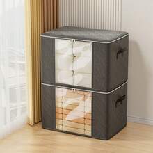 6-Piece Storage Box, Classic Comforter Bag, Organizer Bag With Handle, Transparent Window, Sturdy And Durable, Foldable And Stackable, Suitable For Storing And Organizing Clothes And Comforters - màu đen - Xem 6