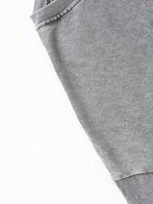 Men's Pattern Washed T-Shirt - Double Sided Printing, 100% Cotton, Short Sleeved, Summer Casual T-Shirt, Black With White Star Design, Loose Fit, Machine Washable, Daily T-Shirt | Loose Fit Shirt | 100% Cotton T-Shirt, Cotton T-Shirt - 灰色 - 查看 6