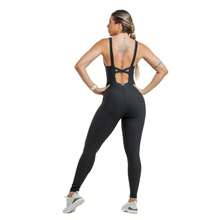 High Compression Shaping Jumpsuit, Anti-Transparency, V-Neck Back, Gym, Workout, Fitness - Black - View 3