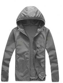 Women's Lightweight Hooded Jacket, Foldable Outdoor Windbreaker Suitable For Hiking - Grey - View 3