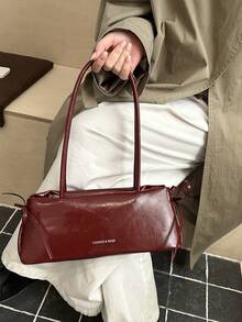 Versatile & Practical Bow Decor Shoulder Bag, Elegant & Letter Decor Underarm Bag For Women, Suitable For Shopping, Wallet, Purse, Young Ladies, College Students, Newlyweds And Office Workers. Ideal For Office, University, Work, Business, Commuting, Outdoor Activities, Travel And Outings. - Red - View 3