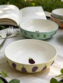 1Pc 5.5-Inch Eggplant Bowl Japanese Ins Style Vegetable Radish Ceramic Dessert Soup Snack Dish Rice Bowl - Multicolor - View 7
