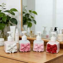 Pink Bow Packaged Bottles - Elegant Bow-Shaped Bottles For Hand Soap, Shower Gel, Shampoo, Lotion, Makeup Remover, Cosmetics, Empty Bottles - Multicolor - View 3