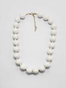 1pc Bohemian Style Round Geometric Plastic Acrylic Beaded Rope Knotted Necklace, Handmade Jewelry Gift For Women, Everyday Wear - Multicolor - View 25