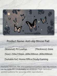 一体式深色蜘蛛网和蝴蝶图案PU皮革鼠标垫，2毫米厚，小型办公桌面垫，适合学生/游戏玩家/笔记本电脑用户，防水防滑，必备办公配件。 - 藍色 - 查看 11