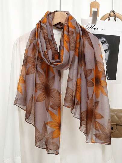 1条新款夏季巴厘岛纱线印花围巾，专为女性设计，可用作穆斯林头巾，轻盈优雅，长款发饰围巾，非常适合日常旅行摄影、防晒披肩，也是家庭度假的绝佳礼物。