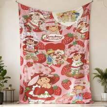 S-Strawberry Pink Shortcake Throw Camping Chair Picnic Blanket Fluffy Plaid Blankets For Decorative Sofa Portable King Lid Downy (6) - Như hình ảnh cho thấy - Xem 13