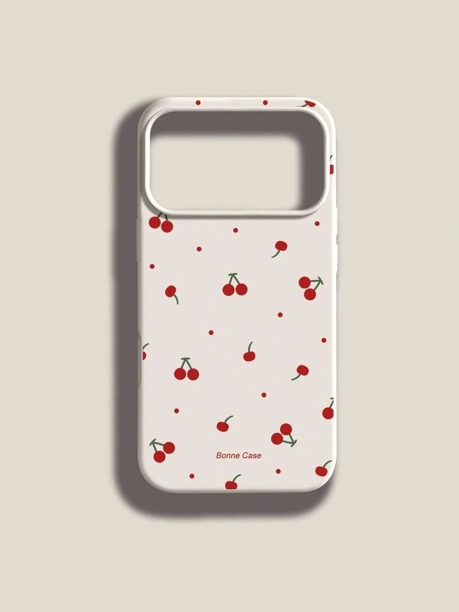 1 chiếc ốp lưng điện thoại silicon lỏng mềm mại, tối giản, màu đỏ anh đào, họa tiết chấm bi và chữ cái, chống sốc, tương thích với Apple 11/12/13/14/14Plus/15/15Plus/16/16Plus/17/17Pro - Nhiều màu - Xem 1