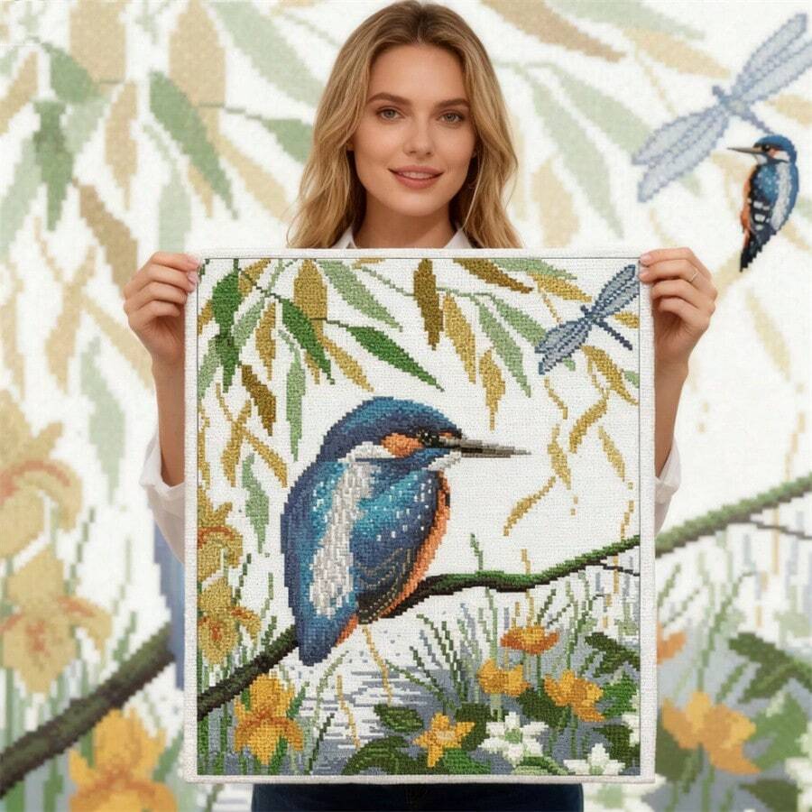 LaoJieYuan 2026 New Style Bird And Dragonfly Printed Cross-Stitch Set, DIY Embroidery Sewing Hobby Embroidery Handicrafts Wholesale Gifts Diy Kit Crafts Embroidered Embroidery Kit Cross Stitch Kits Crochet Kit Punch Needle Kit Sewing Accessories Sewing Kit Embroidery Thread Craft Kit Stitch Stuff Sewing Patterns Crochet Craft Supplies Embroidery Kit Beginners Sewing Pattern - Need to Embroider Yourself - Frame Not Included - View 1