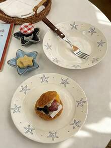 White Round Ceramic Dinner Plate | Starfish Ceramic Plate, Suitable For Serving Fruit, Pasta, And Seafood, Microwave-, Easy-To-Clean Shallow Plate, Ideal For Serving Pasta, Salads, And Steaks – Perfect For Home And Restaurant Use. - Multicolor - View 6