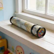 Caleidoscopio de juguete para niños con espejo giratorio retráctil de tres cámaras Interior clásico diversión educativa para jardín de infantes - Amarillo - Ver 5