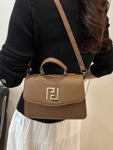 1pc Women's Fashionable Commuter Solid Color Handbag, Portable Versatile Niche Shoulder Bag, Luxurious High-Quality Crossbody Bag, Suitable For Dates, Shopping, Gifts, Work - Coffee - View 5