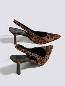 Giày sandal cao gót họa tiết da báo dành cho nữ, giày cao gót hở mũi thời trang, giày dự tiệc, giày cưới, giày Mary Jane, giày dự tiệc trang trọng, giày mule mũi nhọn. - màu nâu - Xem 5