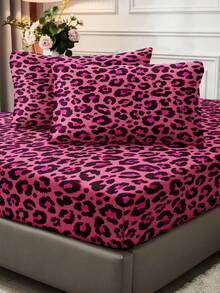3pcs Modern Leopard Print Sheet Set (1pc Fitted Sheet + 2pcs Pillowcases, No Filler), Soft Polyester, Breathable & Machine Washable,Retro Patterns Bedding ,For All Seasons - Multicolor - View 11