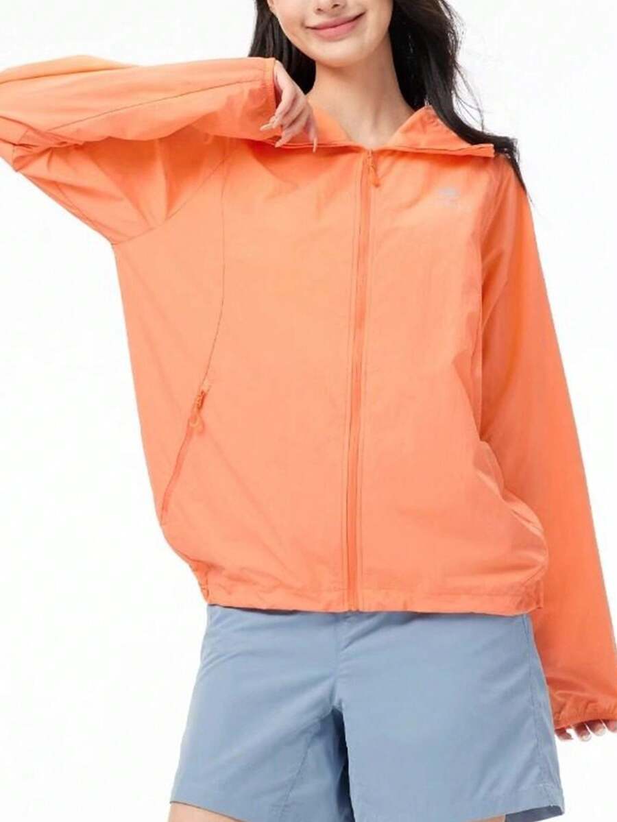 CAMEL CROWN 女士户外防紫外线夹克，防水、透气、吸湿排汗。适合春夏穿着。男女通用款。 - 霓虹橙 - 查看 1