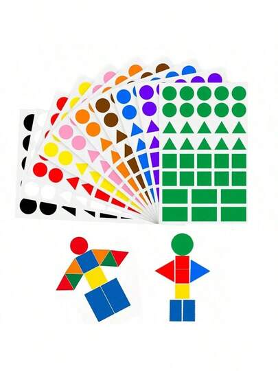 360-1080 Colored Triangular And Rectangular Dot Stickers, Suitable For Student DIY Puzzle Geometry Stickers And Scrapbook Labels