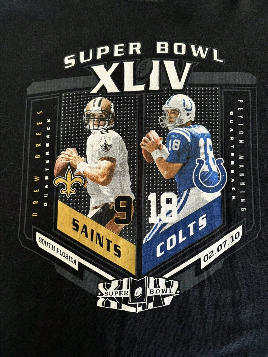 SuperS BowlS XLIV 2010 Colts And Saints T Shirt Mens Size XL Brees Manning. HOF - màu đen - Xem 1