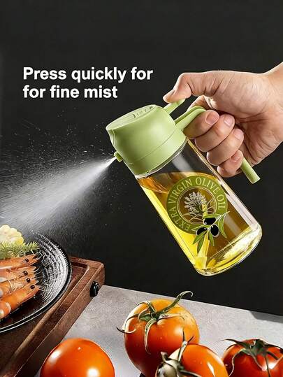 1pc Black Plastic Oil Sprayer Bottle, Capacity Visible Design, Multi-Functional Oil Sprayer, Baking Dedicated Oil Sprayer, Spray-Pour Dual-Use Oil Sprayer, Transparent Graduated Oil Sprayer, Reusable Oil Sprayer, Uniform Spray, No Leakage, Suitable For Outdoor Barbecue, Salad Making, Baking, Kitchen Cooking, Kitchen Gadget, Barbecue Accessory, Salad Making Tool, Baking Tool, Kitchen Accessory