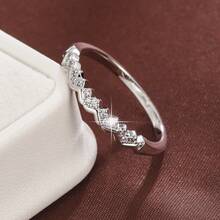 1pc Fashion Heart Shaped Artificial Zirconia Stone Women Ring - Multicolor - View 5