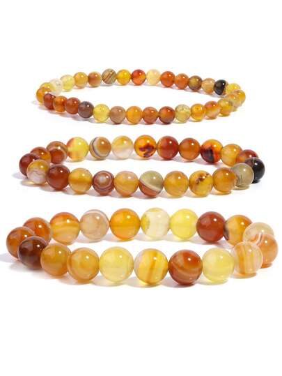 1条天然琥珀玛瑙珠手链，蕴含舒缓能量、平衡、稳定、勇气和活力，适合瑜伽冥想，男女皆宜，日常佩戴完美之选。
