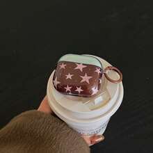 Minimalist Contrast Color Transparent Brown & Pink Star With Hanging Ring Earphone Case For AirPods Pro 2, Cute Apple 4 Minimalist 3 New 1/2 Generation Earphone Case For Women - Brown - View 9