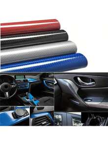 1片50cm*152cm汽车碳纤维PVC高光膜,具有防刮擦性能,气泡释放设计,呈现黑色高光效果,适用于DIY车身贴膜,适用于汽车和摩托车,提供多种碳纤维颜色和尺寸可选。 - 均碼 - 查看 11