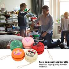 Yoyo lindo patrón de dibujos animados Bola de yoyo de madera enseñanza de educación temprana para chico yoyo de madera OYHI - color como se muestra - Ver 4