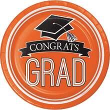 - 18 platos de papel grandes para fiesta de graduación, color naranja,41041963 - Color caoba - Ver 1