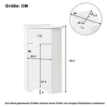 Space-Saving Bathroom Furniture, Freestanding Model With Single Basin, Waterproof MDF Structure, Ceramic Basin, Metal Handle, Melamine Non-Lacquered Surface, Bathroom Storage Unit, White. - White - View 6
