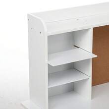 Juego de computadora y Silla para niños y niñas, Mesa de Escritura de Madera para niños con estantería, tablón de anuncios y gabinetes para Edades de 3 a 8 años - Blanco - Ver 6