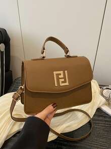 1pc Women's Fashionable Commuter Solid Color Handbag, Portable Versatile Niche Shoulder Bag, Luxurious High-Quality Crossbody Bag, Suitable For Dates, Shopping, Gifts, Work - Coffee - View 8