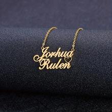 Ladies' Jewelry Hollow Out Two Name Accessories Private Custom Necklace, Customized Stainless Steel Double-Layer Letter Name Pendant Necklace, Double-Layer Necklace Laser Cutting Carved English Letter Name Necklace Custom English Letter, Fashionable Custom Mother's Day, Valentine's Day, Birthday, Anniversary High-End Gift For Friends, Valentine's Day Gift And Graduation Anniversary Gift, Personalized For Family Members, Good Friend Birthday Gift, Holiday Christmas Gift - Multicolor - View 6