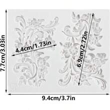 Baroque Style Fondant Molds Curlicues Scroll Lace Fondant Silicone Mold Flower Lace Mold Chocolate Candy Cake Decoration Cupcake Toppers Polymer Clay Gum Paste - Gray - 查看 2