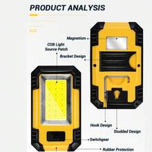 Luz de trabajo LED magnética COB, lámpara recargable súper brillante para reparación de automóviles y inspección - Luz de trabajo - Ver 4