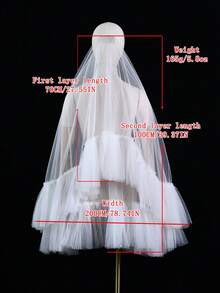 1 Pc Bridal Short Veil With Ruffled Multi-Layer Lace, White, Black Or Nude Tulle Puff For Photo Shoot Fall Clothes For Women Valentine's Day Accessories - V183 - View 6