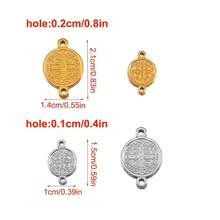 5pcs Stainless Steel Gold Double Hole Round Pendant, For DIY Bracelet, Earring, Necklace And Other Jewelry Making - Pendants - View 5