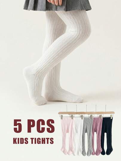 5条装女童连裤袜：柔软、弹力十足，适合所有季节。日常穿着的理想之选，也是衣橱必备单品。