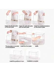 Transparent High-Definition Collectible Display Box, Assembled Acrylic Box, Glass Box Alternative, For Displaying Figurines, Dolls, Decor, Home Storage And Organization, Gift Box, Transparent Vitrine, Transparent Storage Box, Makeup Storage - Multicolor - View 9