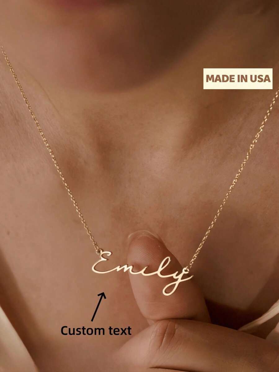 1pc Custom Personalized Simple Name Necklace, 18K Gold Plated Name Necklace, Personalized Simple Name Necklace, Custom Name Jewelry Mother's Day Gift For Family Birthday Gift Christmas Gift Valentine's Day Gift,Gold,Stylish,Colorful,Vintage,Unisex,Hipster,Simple,Casual,Custom,Personalized,Unique,Ideal Gifts For Him,Ideal Gifts For Her,Her,Boyfriend,Girlfriend,Dad,Mom,Family,Friends,For Anniversaries,For Birthdays,For Graduation,For Prom,For Party,Jewelry Women,Elegant Outfit - Multicolor - View 1