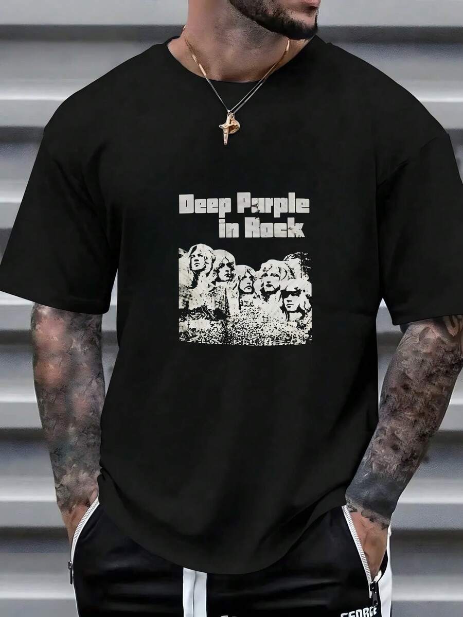 Camiseta Hombre, Deep Purple, Rock, Old School, Conciertos, Rockero, Fanáticos del Rock,playera de hombre,ropa de hombre,playeras,parejas,envio nacional,regalo para hombre,oversize hombre. - Negro - Ver 1