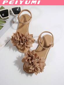 PEIYUMI Women's Sandals, Summer Beach Floral Decor Sandals, Stretchy Elastic, Easy To Carry - Apricot - View 5