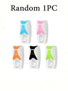 Set de 2 piezas Soporte automático de plástico para cepillos de dientes + Estante para cepillos de dientes, Soporte para cepillos de dientes de 5 ranuras montado en la pared sin agujeros, Adecuado para el baño del hogar - Multicolor - Ver 15