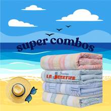 Juego de Toallas Extra Grandes – Colores o Rayadas al Azar, Ideales para Toda la Familia y Vacaciones BEAUTTY HOME - RAYADAS - Ver 1